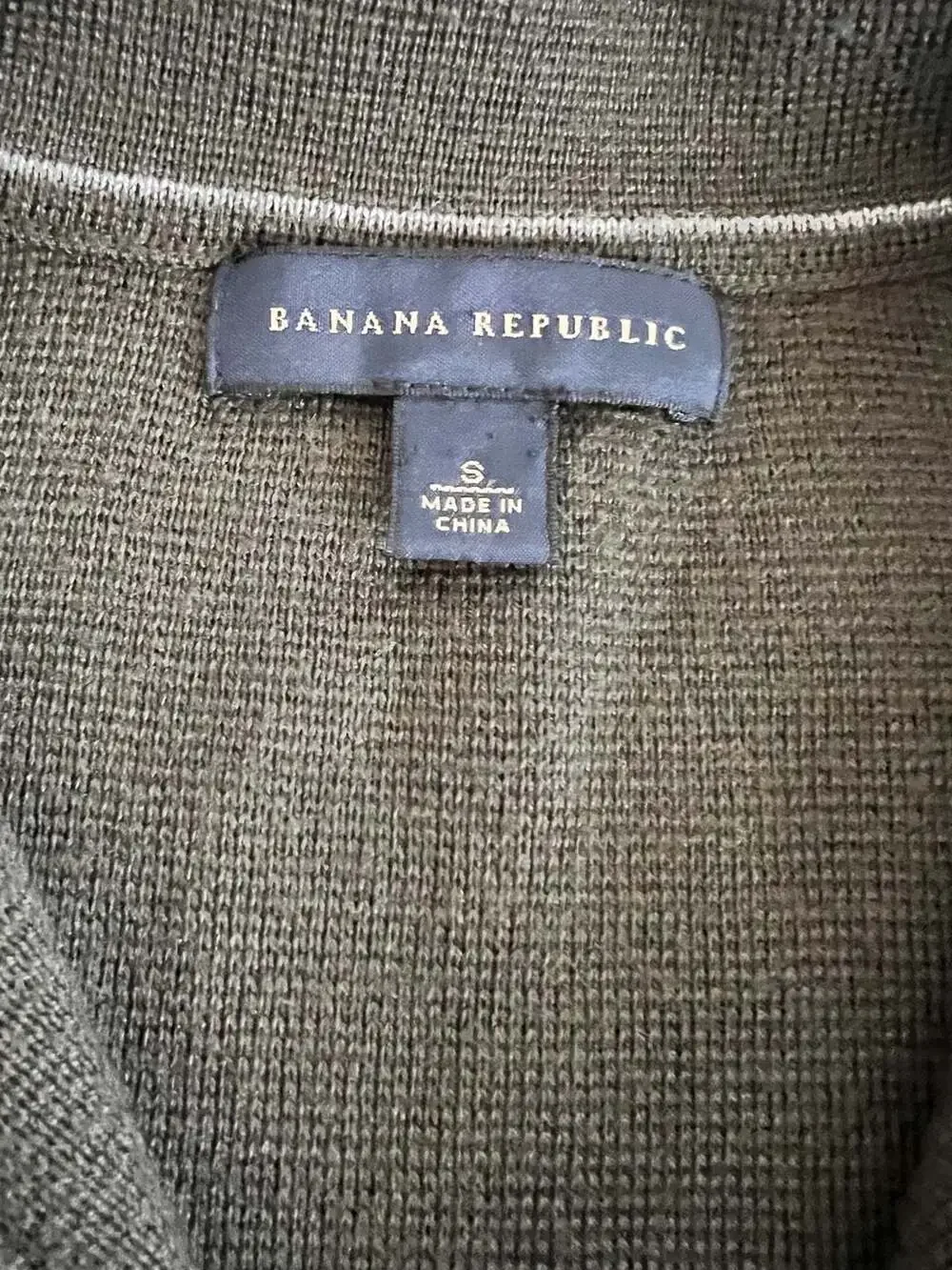 Banana Republic Wool Blend Quarter-Zip Sweater Size S Olive Green - Picture 6 of 7